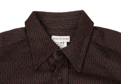DRIES VAN NOTEN Wool Acrylic Cable Shirt Brown Size 48