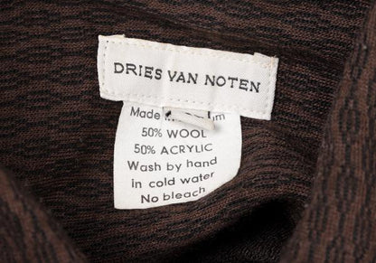 DRIES VAN NOTEN Wool Acrylic Cable Shirt Brown Size 48