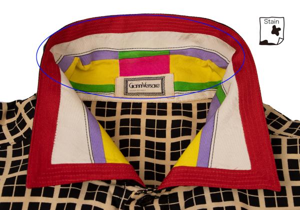 GIANNI VERSACE Color Block Plaid Long Sleeve Shirt Beige Size 46S