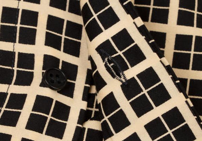 GIANNI VERSACE Color Block Plaid Long Sleeve Shirt Beige Size 46S