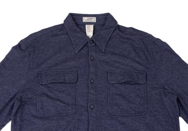GIANNI VERSACE Medusa Flap Pocket Shirt Purple Size 50L
