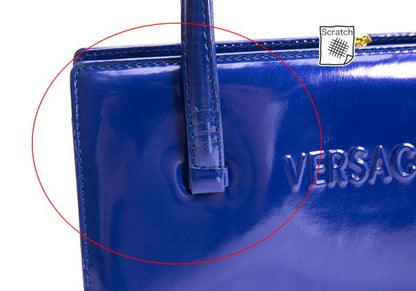 GIANNI VERSACE Leather Enamel Handbag Blue