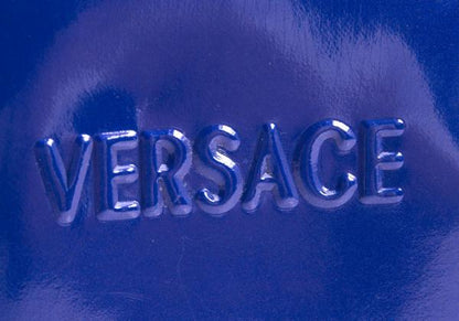 GIANNI VERSACE Leather Enamel Handbag Blue
