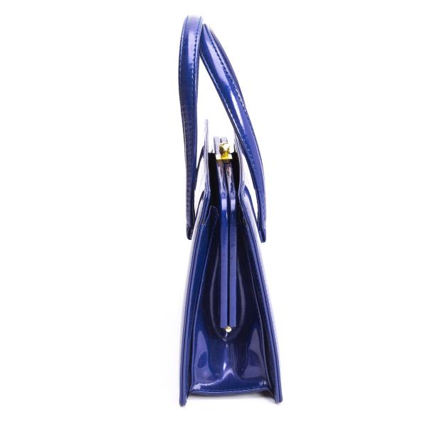 GIANNI VERSACE Leather Enamel Handbag Blue
