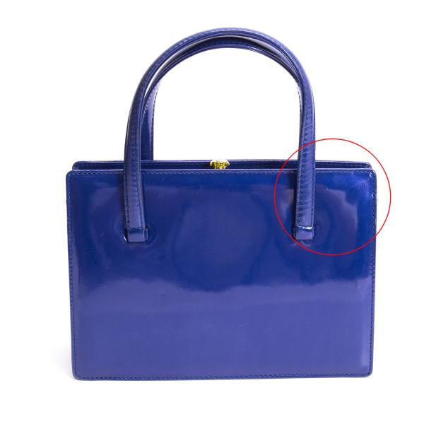 GIANNI VERSACE Leather Enamel Handbag Blue