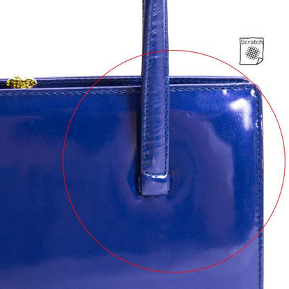 GIANNI VERSACE Leather Enamel Handbag Blue