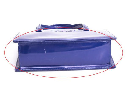 GIANNI VERSACE Leather Enamel Handbag Blue