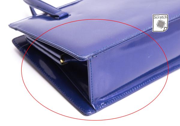 GIANNI VERSACE Leather Enamel Handbag Blue