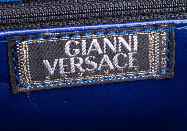 GIANNI VERSACE Leather Enamel Handbag Blue