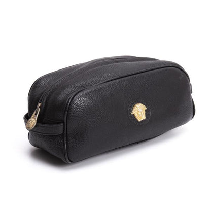 GIANNI VERSACE Leather Double Pouch Black