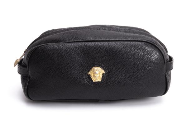 GIANNI VERSACE Leather Double Pouch Black