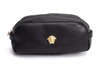 GIANNI VERSACE Leather Double Pouch Black