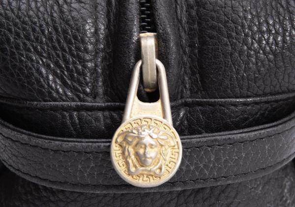 GIANNI VERSACE Leather Double Pouch Black