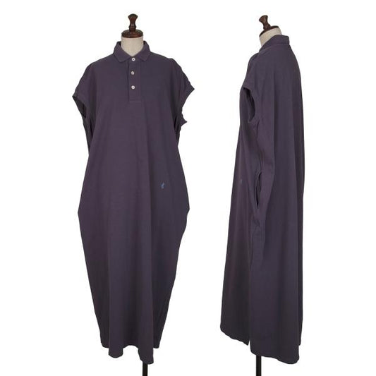 45rpm Cotton Embroidered Sleeveless Polo Dress Purple Size M