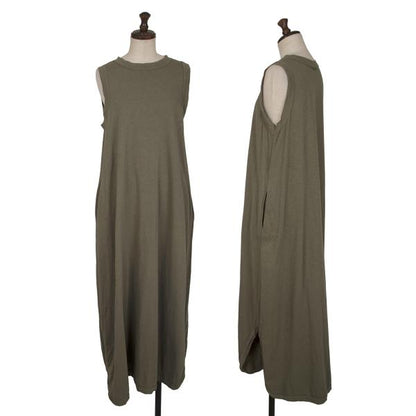45rpm Cotton Round Hem Sleeveless Dress Green Size M
