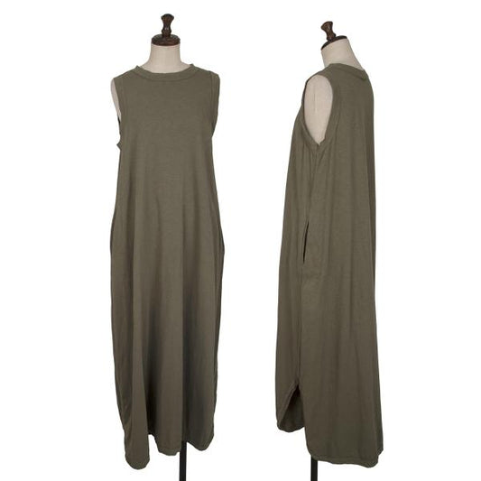 45rpm Cotton Round Hem Sleeveless Dress Green Size M