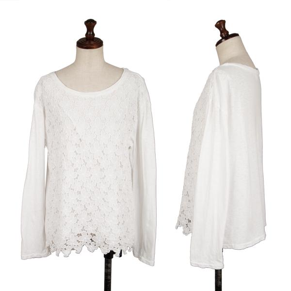 45rpm Cotton Front Flower Lace Long Sleeve Top White Size 2