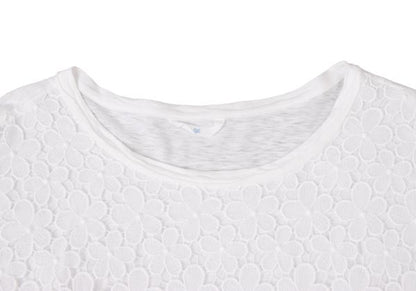 45rpm Cotton Front Flower Lace Long Sleeve Top White Size 2