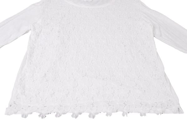 45rpm Cotton Front Flower Lace Long Sleeve Top White Size 2