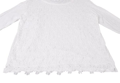 45rpm Cotton Front Flower Lace Long Sleeve Top White Size 2