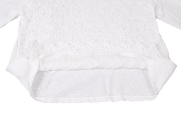 45rpm Cotton Front Flower Lace Long Sleeve Top White Size 2