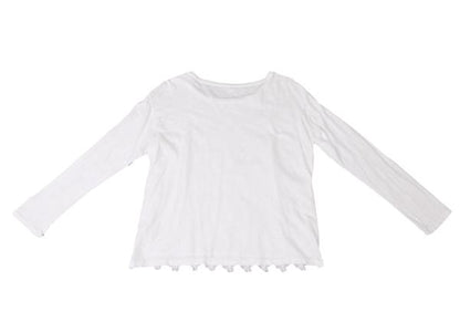 45rpm Cotton Front Flower Lace Long Sleeve Top White Size 2