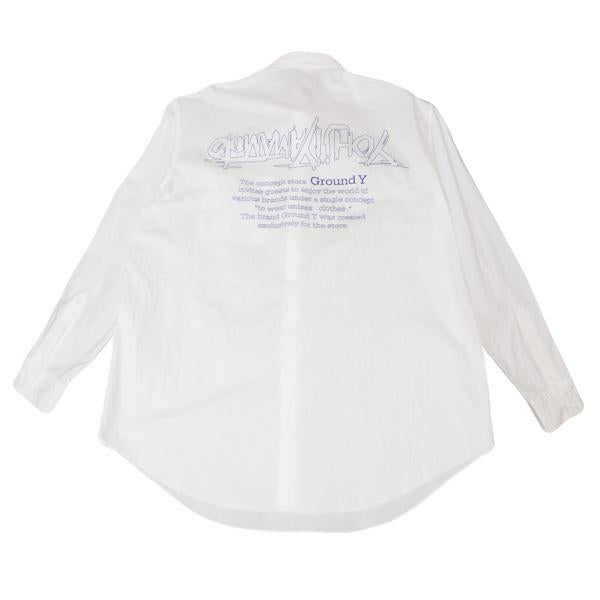 Ground Y Cotton Back Logo Print Shirt White Blue Size 3