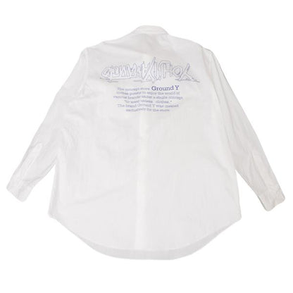 Ground Y Cotton Back Logo Print Shirt White Blue Size 3