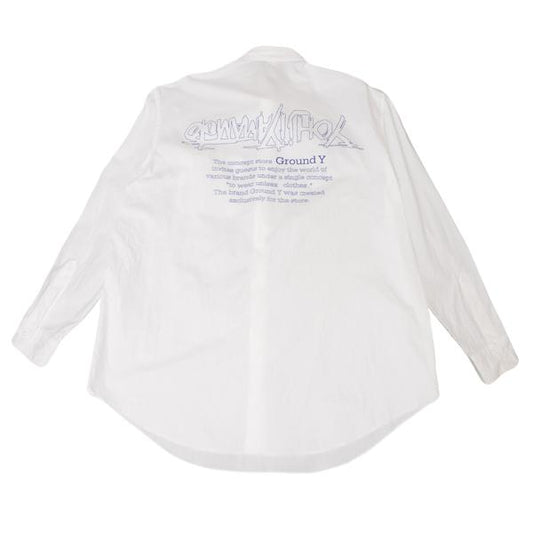 Ground Y Cotton Back Logo Print Shirt White Blue Size 3