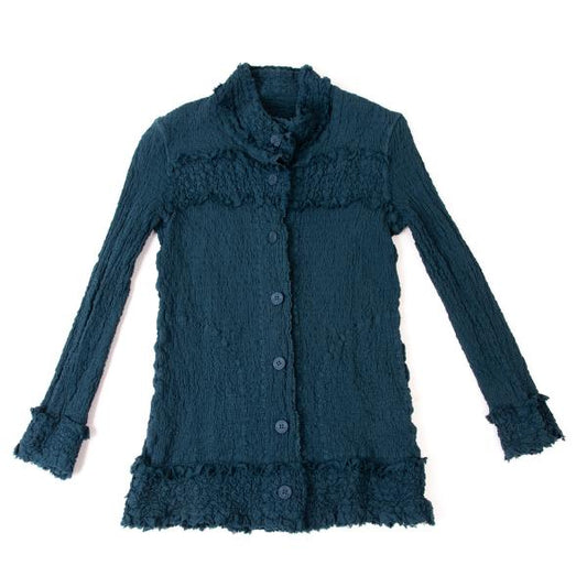 ISSEY MIYAKE me Cotton Fringe Textured Jacket Blue Size F