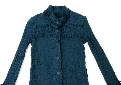 ISSEY MIYAKE me Cotton Fringe Textured Jacket Blue Size F
