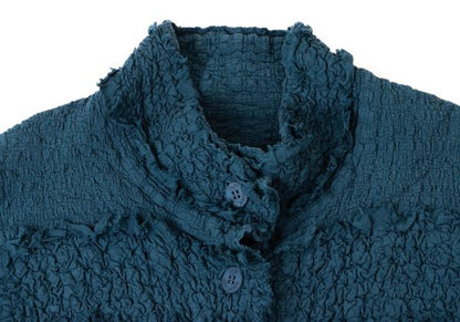 ISSEY MIYAKE me Cotton Fringe Textured Jacket Blue Size F