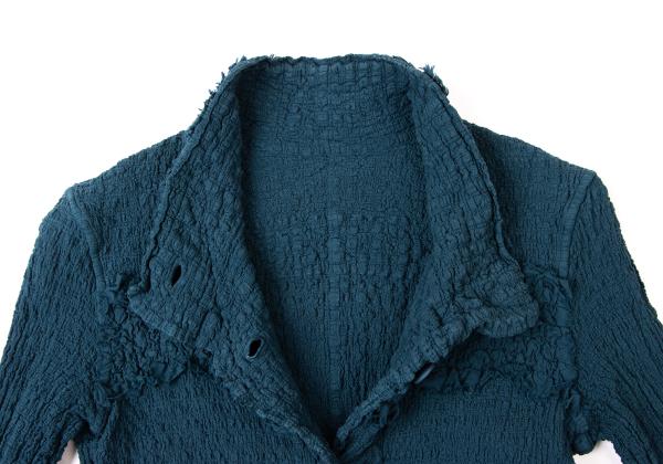 ISSEY MIYAKE me Cotton Fringe Textured Jacket Blue Size F