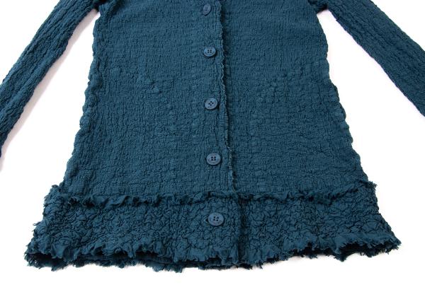 ISSEY MIYAKE me Cotton Fringe Textured Jacket Blue Size F