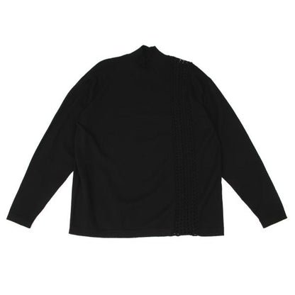 Y's for men Wool Mesh Mock Neck Knit Sweater Black Size M