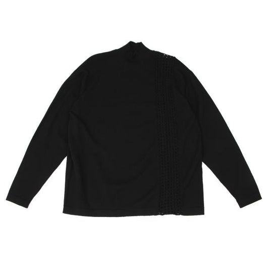 Y's for men Wool Mesh Mock Neck Knit Sweater Black Size M