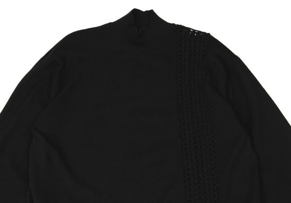 Y's for men Wool Mesh Mock Neck Knit Sweater Black Size M