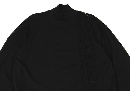 Y's for men Wool Mesh Mock Neck Knit Sweater Black Size M