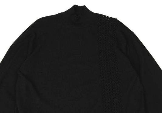 Y's for men Wool Mesh Mock Neck Knit Sweater Black Size M