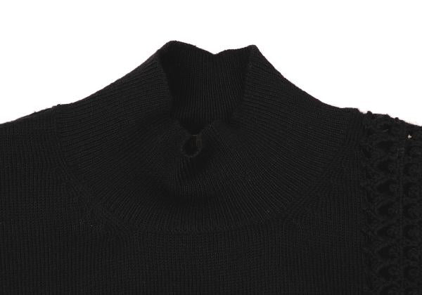 Y's for men Wool Mesh Mock Neck Knit Sweater Black Size M