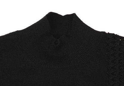 Y's for men Wool Mesh Mock Neck Knit Sweater Black Size M