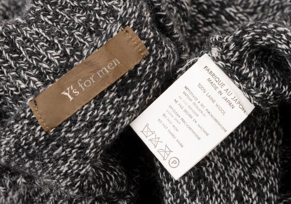 Y's for men Wool Melange Knit Black White Size M