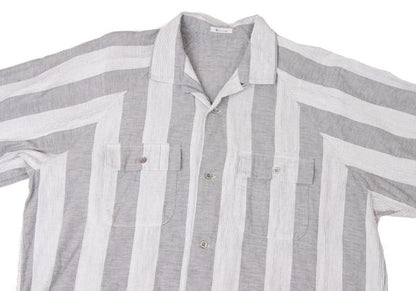 Y's for men Cotton Stripe Open Collar Shirt Gray Size M