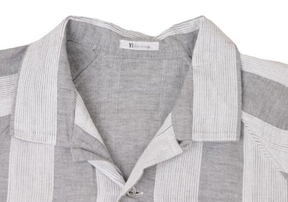 Y's for men Cotton Stripe Open Collar Shirt Gray Size M