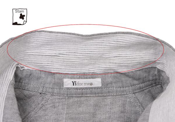 Y's for men Cotton Stripe Open Collar Shirt Gray Size M