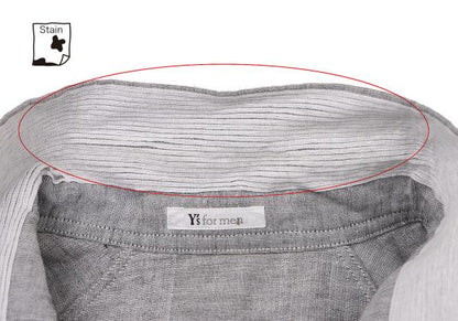 Y's for men Cotton Stripe Open Collar Shirt Gray Size M