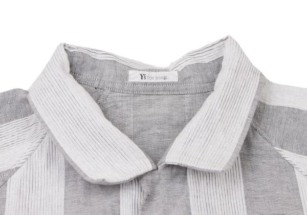 Y's for men Cotton Stripe Open Collar Shirt Gray Size M