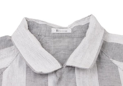 Y's for men Cotton Stripe Open Collar Shirt Gray Size M