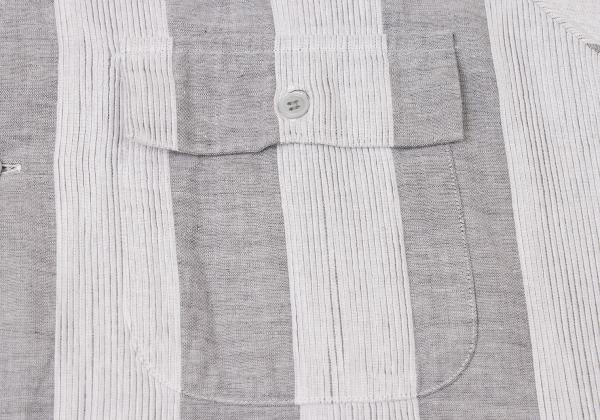 Y's for men Cotton Stripe Open Collar Shirt Gray Size M