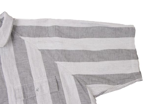 Y's for men Cotton Stripe Open Collar Shirt Gray Size M